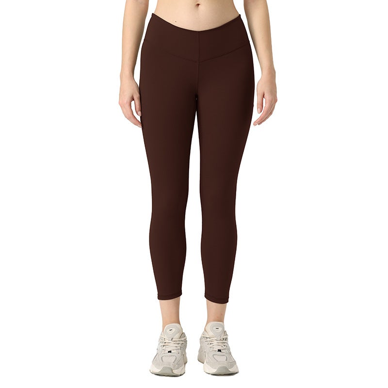 Brushed Fabric, Butt-Lifting, Quick-Drying, Stretchy V-Shaped Waist, Can Be Worn Outside, Sports Yoga Peach Butt T-Line Tight Pants That Make Legs Look Longer - Image 1